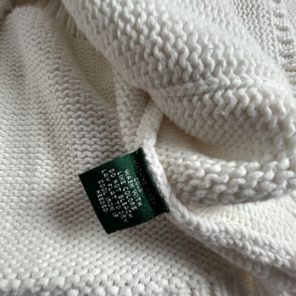 Lauren Ralph Lauren Womens Cotton Knit Cardigan Sweater Size Large White Pockets - Picture 4 of 8